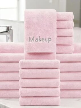 10-Piece Reusable Coral Fleece Microfiber Makeup Remover Washcloth Set Pink NWT